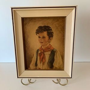 Framed Anne Allaben Print “Chiko” 10” x 12” Vintage from the 1950s